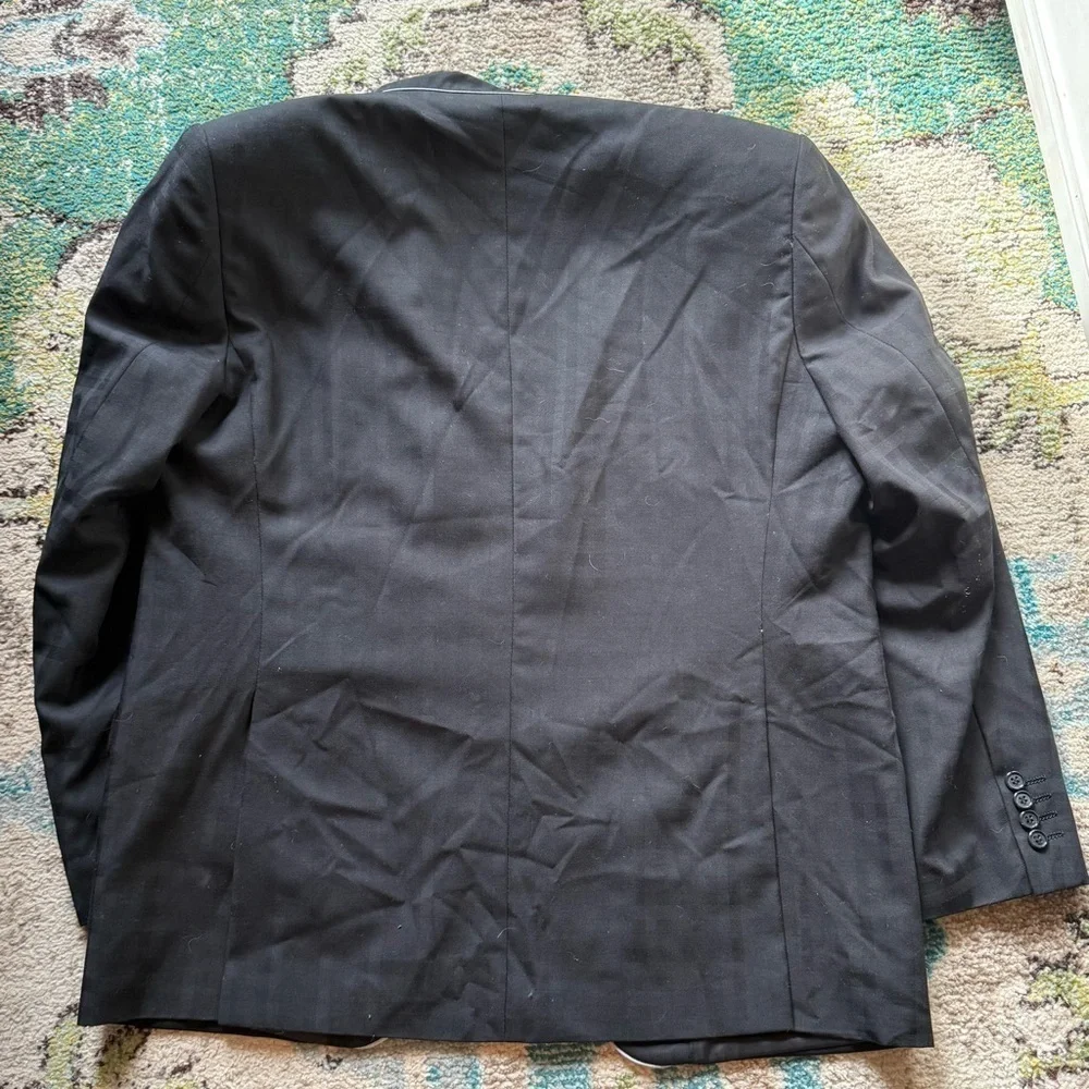 Akademiks Black Plaid Blazer Jacket 42R Contrast Piping